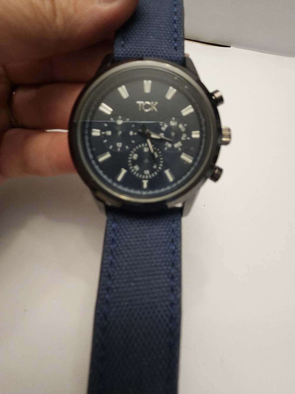 TCK Men's Blue Chronograph Watch with Fabric Strap